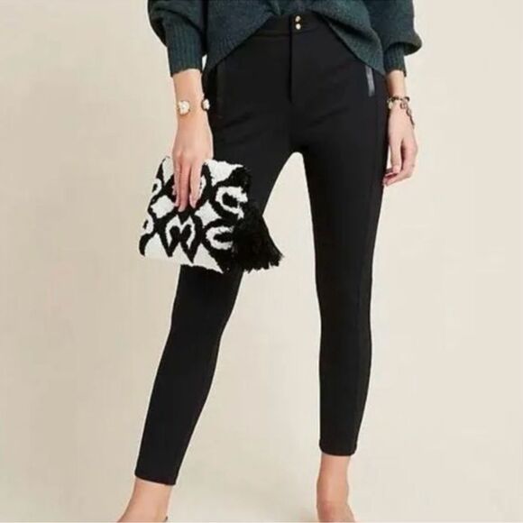 Anthropology Essential Slim Black Ponte Skinny Pants Size 8 - Picture 1 of 11